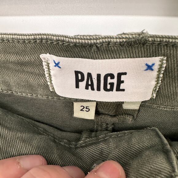 PAIGE DENIM NWT Alexis Cargo Barrel Leg Pant in Vintage Ivy Green // 25 - Picture 7 of 13